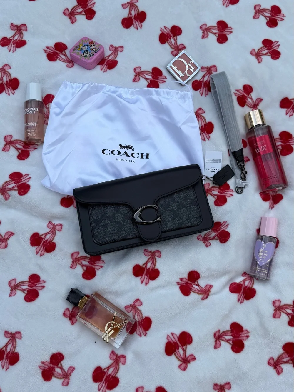 Coach Black Signature Canvas & Leather Wristlet Clutch